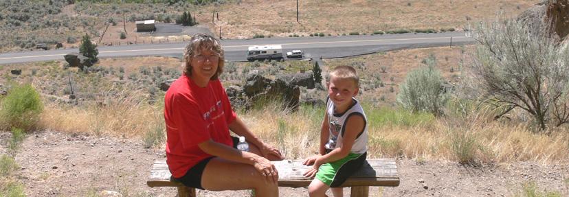 Kyle and Diana at Clarno Unit of the John Day Fossile Beds next to the Palisades Cliffs